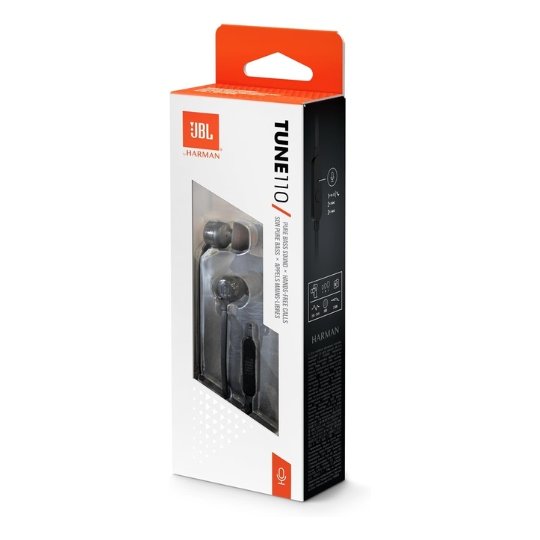 Fone de Ouvido JBL Tune 110 Intra-Auricular Preto - ‎JBLT110BLK